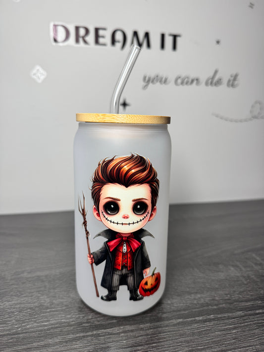 Halloween Boy 16oz Glass Can